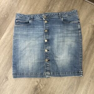 Tommy Hilfiger Denim Skirt Womens 16 Button Front Stretch Jean Mini Medium Wash